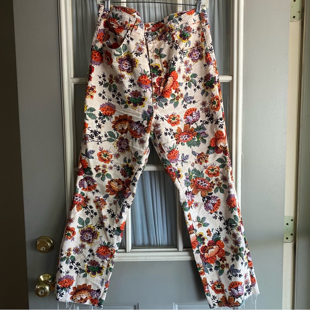 Anthropologie Floral Pilcro The Cigarette Slim Straight Jeans